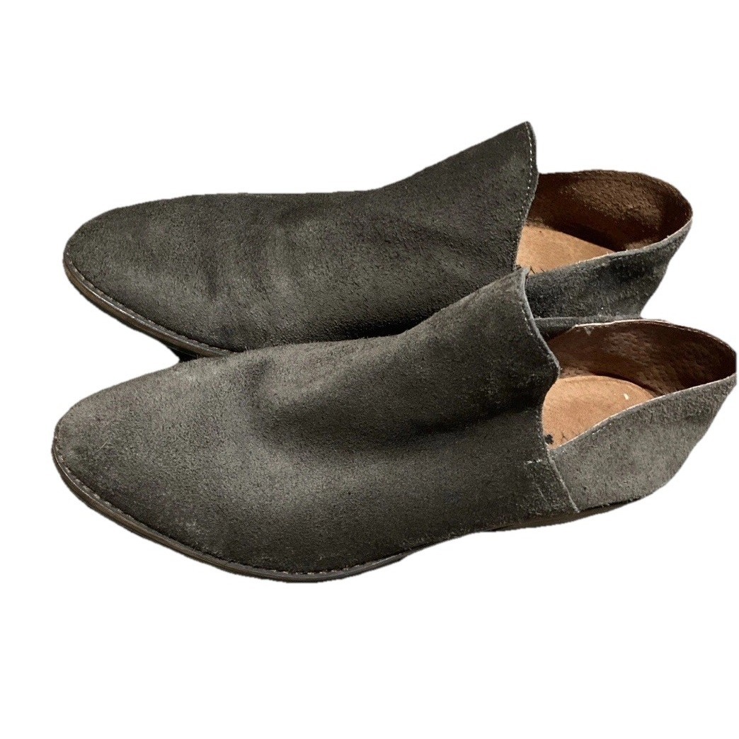 Lucky Brand Fausst Gray Suede Slip On Ankle Booties Women's Size 8.5m